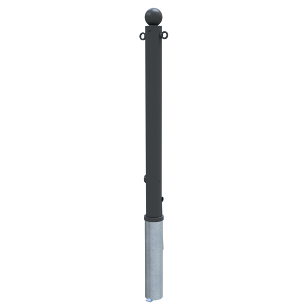Ornamental bollard | Series 475B | � 76 mm | removable, self-engaging lockwith hot-dip galvanized ground socket part-no. 476.40approx. 400 mm below ground | with triangular locking mechanism acc. with DIN 3223 | with 2 eyelets